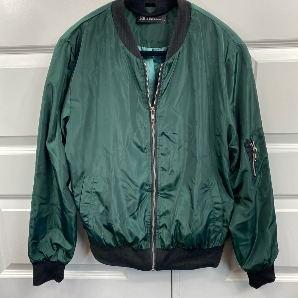 Zanzea Green Fisher Core Jacket Cuffed Sleeve 2 Pockets 1 Arm Pocket SM Small